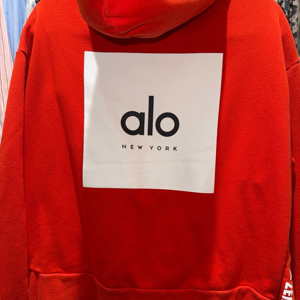 ALO Yoga Fire Red Hoodie Side Cut Out Sweatshirt Hoodir Sz Small